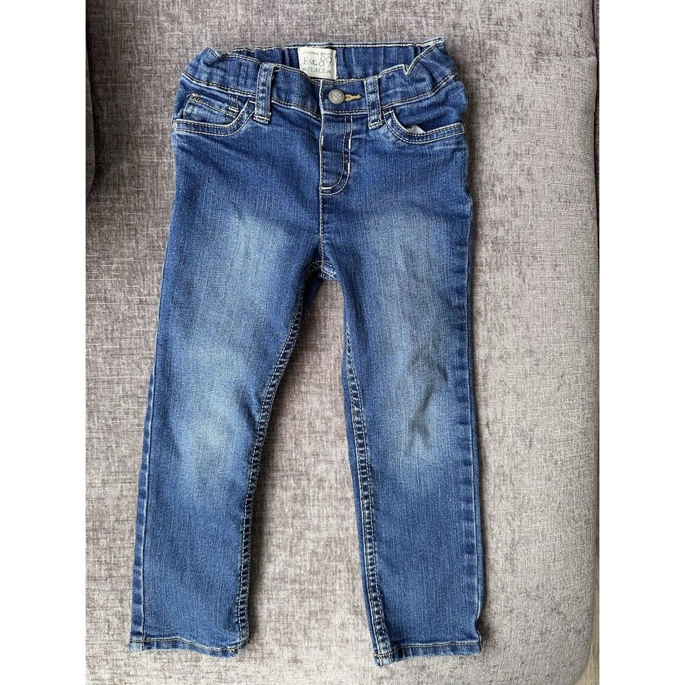 The Children's Place Girls Skinny Stretch Jeans 4T Blue Denim Heart Pocket